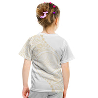 Tonga White Sunday Kid T Shirt Lotu Tamaiti Tongan Kupesi Pattern