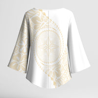 Tonga White Sunday Kimono Sleeve Blouse Lotu Tamaiti Tongan Kupesi Pattern