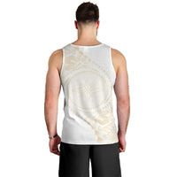 Tonga White Sunday Men Tank Top Lotu Tamaiti Tongan Kupesi Pattern