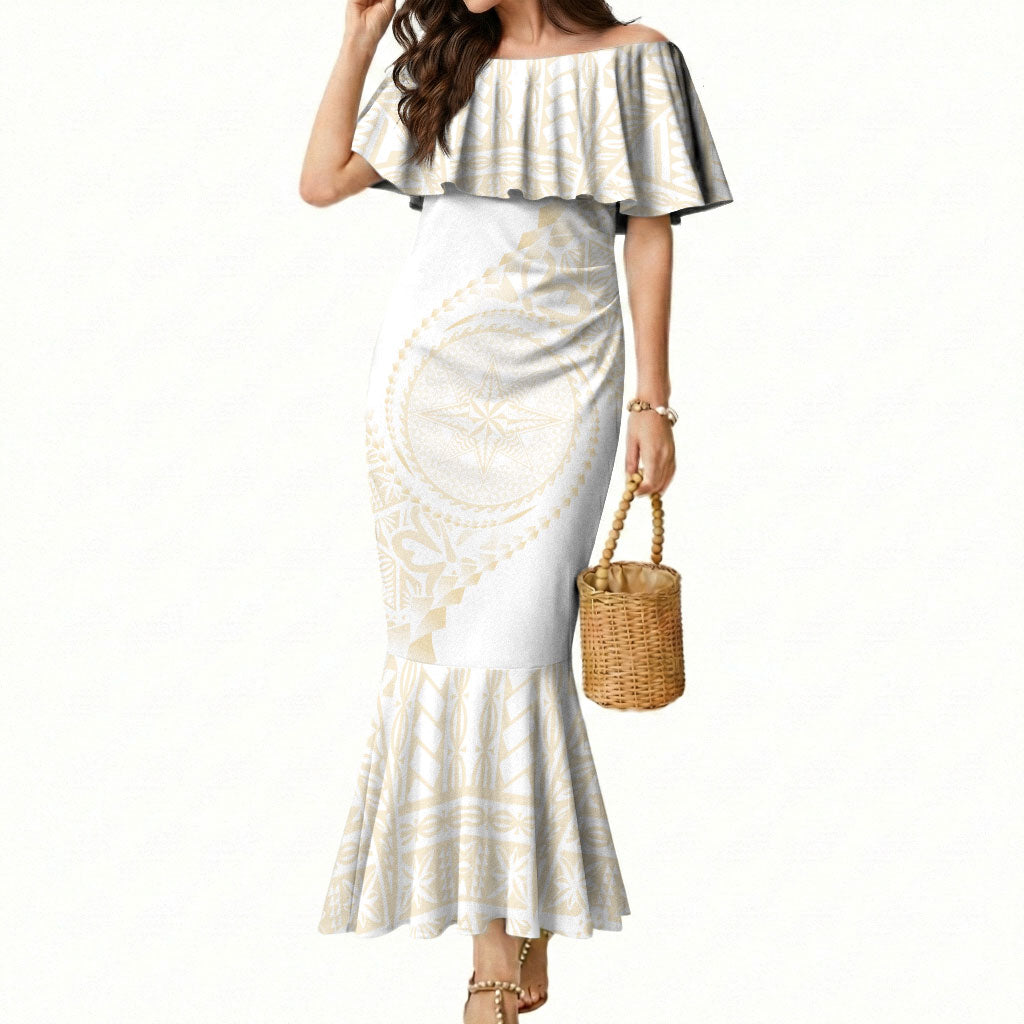 Tonga White Sunday Mermaid Dress Lotu Tamaiti Tongan Kupesi Pattern