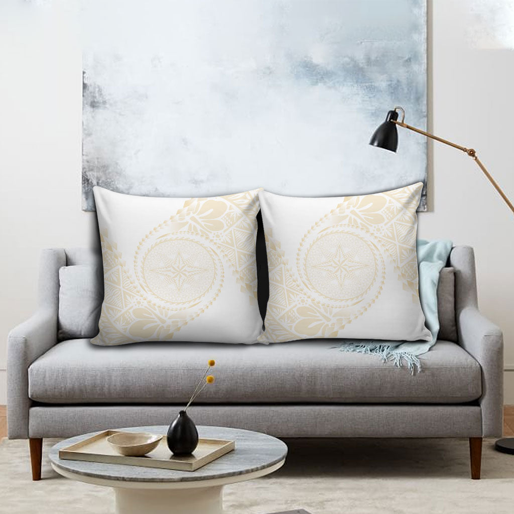 Tonga White Sunday Pillow Cover Lotu Tamaiti Tongan Kupesi Pattern