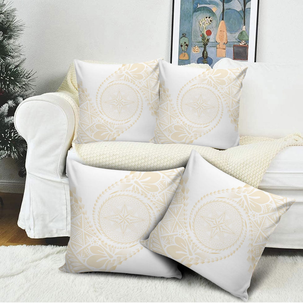 Tonga White Sunday Pillow Cover Lotu Tamaiti Tongan Kupesi Pattern