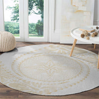 Tonga White Sunday Round Carpet Lotu Tamaiti Tongan Kupesi Pattern