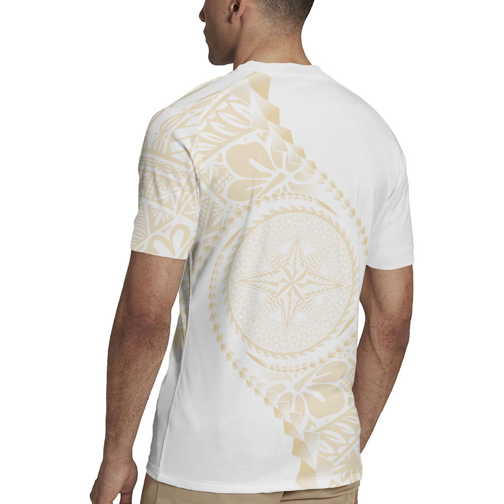 Tonga White Sunday Rugby Jersey Lotu Tamaiti Tongan Kupesi Pattern