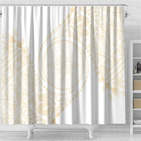 Tonga White Sunday Shower Curtain Lotu Tamaiti Tongan Kupesi Pattern