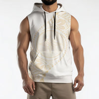 Tonga White Sunday Sleeveless Hoodie Lotu Tamaiti Tongan Kupesi Pattern