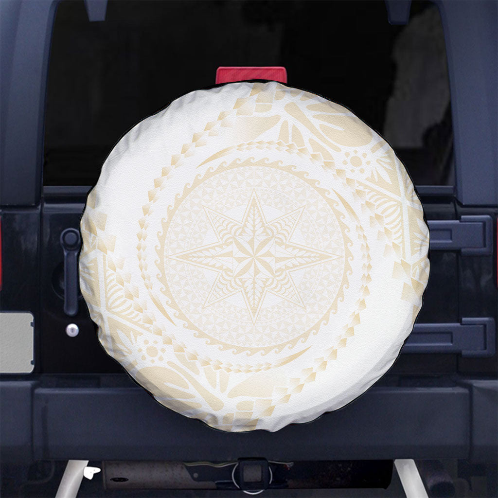 Tonga White Sunday Spare Tire Cover Lotu Tamaiti Tongan Kupesi Pattern