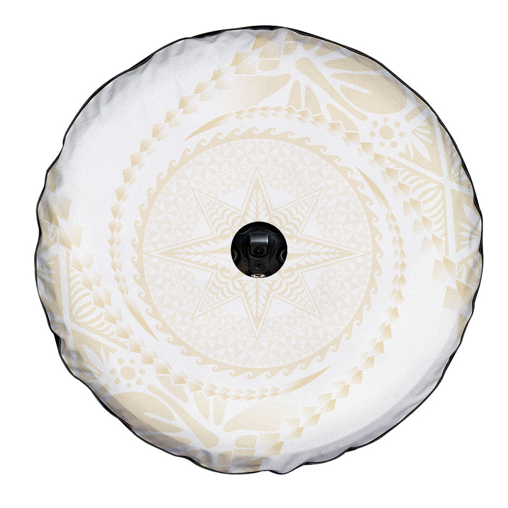 Tonga White Sunday Spare Tire Cover Lotu Tamaiti Tongan Kupesi Pattern