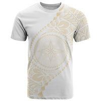 Tonga White Sunday T Shirt Lotu Tamaiti Tongan Kupesi Pattern