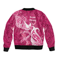 Breast Cancer Awareness Bomber Jacket Ribbon Polynesian Pattern Pink Version LT05 - Polynesian Pride