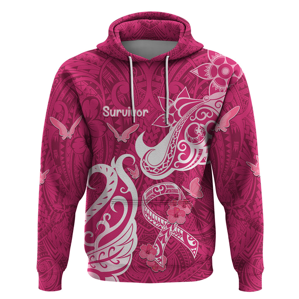 Breast Cancer Awareness Hoodie Ribbon Polynesian Pattern Pink Version LT05 Pullover Hoodie Pink - Polynesian Pride