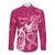 Breast Cancer Awareness Long Sleeve Button Shirt Ribbon Polynesian Pattern Pink Version LT05 Unisex Pink - Polynesian Pride