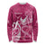 Breast Cancer Awareness Long Sleeve Shirt Ribbon Polynesian Pattern Pink Version LT05 Unisex Pink - Polynesian Pride