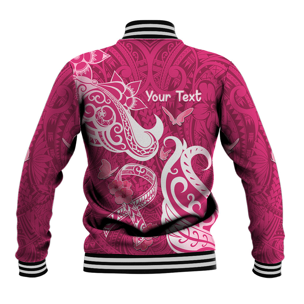 Personalized Breast Cancer Awareness Baseball Jacket Ribbon Polynesian Pattern Pink Version LT05 - Polynesian Pride