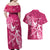 Personalized Breast Cancer Awareness Couples Matching Off Shoulder Maxi Dress and Hawaiian Shirt Ribbon Polynesian Pattern Pink Version LT05 - Polynesian Pride