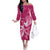 Personalized Breast Cancer Awareness Family Matching Off Shoulder Long Sleeve Dress and Hawaiian Shirt Ribbon Polynesian Pattern Pink Version LT05 Mom's Dress Pink - Polynesian Pride