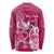 Personalized Breast Cancer Awareness Long Sleeve Shirt Ribbon Polynesian Pattern Pink Version LT05 - Polynesian Pride