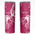 Personalized Breast Cancer Awareness Skinny Tumbler Ribbon Polynesian Pattern Pink Version