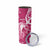 Personalized Breast Cancer Awareness Skinny Tumbler Ribbon Polynesian Pattern Pink Version