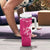 Personalized Breast Cancer Awareness Tumbler With Handle Ribbon Polynesian Pattern Pink Version