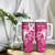 Personalized Breast Cancer Awareness Tumbler With Handle Ribbon Polynesian Pattern Pink Version