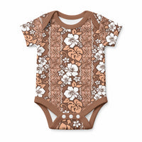 Hawaii Vintage Brown Hibiscus Tapa Pattern Baby Onesie LT05 Brown - Polynesian Pride
