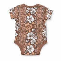 Hawaii Vintage Brown Hibiscus Tapa Pattern Baby Onesie LT05 - Polynesian Pride