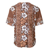 Hawaii Vintage Brown Hibiscus Tapa Pattern Baseball Jersey