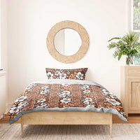 Hawaii Vintage Brown Hibiscus Tapa Pattern Bedding Set