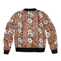 Hawaii Vintage Brown Hibiscus Tapa Pattern Bomber Jacket LT05 - Polynesian Pride
