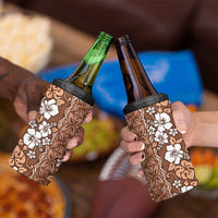 Hawaii Vintage Brown Hibiscus Tapa Pattern 4 in 1 Can Cooler Tumbler