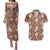 Hawaii Vintage Brown Hibiscus Tapa Pattern Couples Matching Puletasi and Hawaiian Shirt