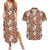 Hawaii Vintage Brown Hibiscus Tapa Pattern Couples Matching Summer Maxi Dress and Hawaiian Shirt