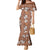Hawaii Vintage Brown Hibiscus Tapa Pattern Family Matching Mermaid Dress and Hawaiian Shirt