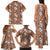 Hawaii Vintage Brown Hibiscus Tapa Pattern Family Matching Tank Maxi Dress and Hawaiian Shirt