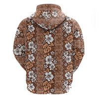 Hawaii Vintage Brown Hibiscus Tapa Pattern Hoodie