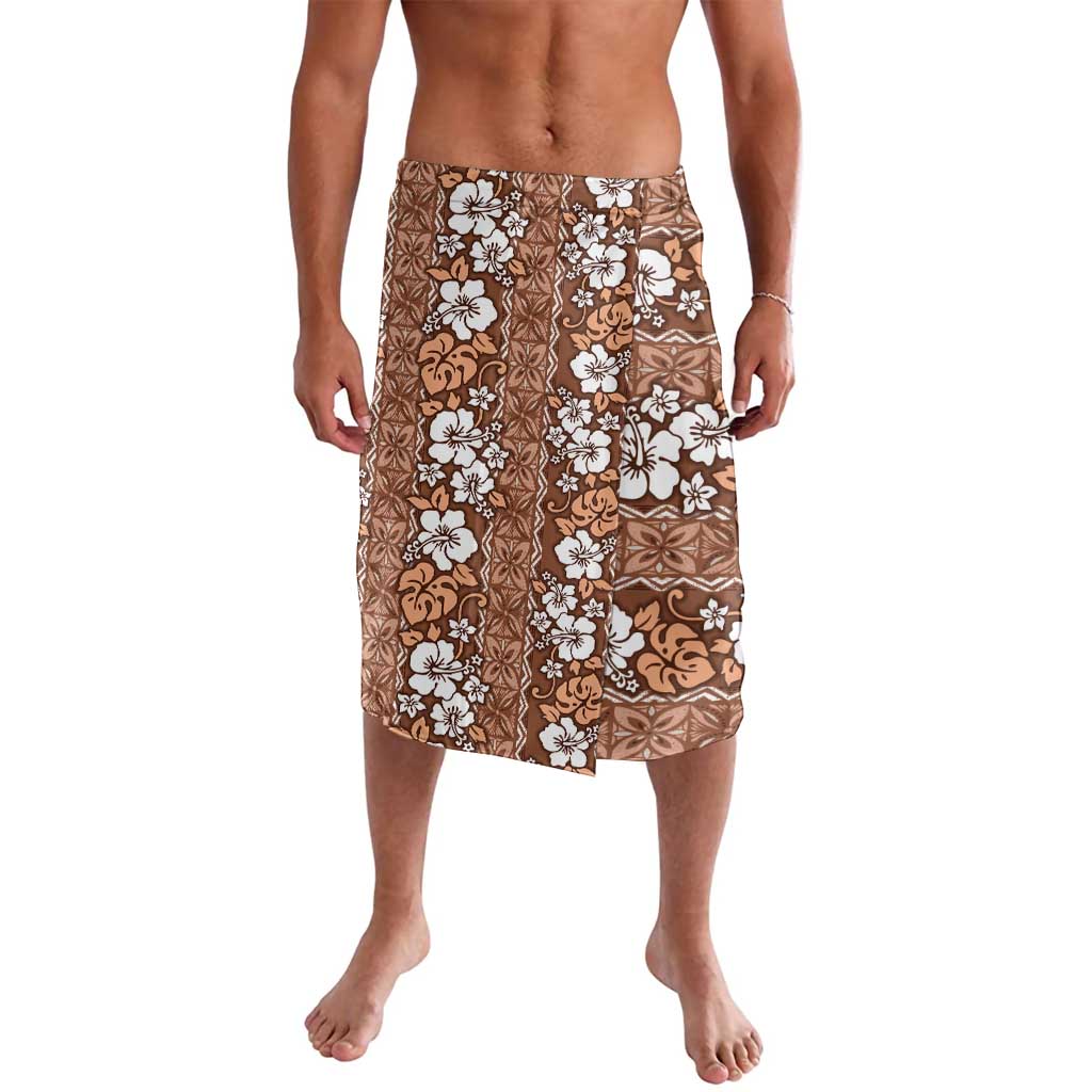 Hawaii Vintage Brown Hibiscus Tapa Pattern Lavalava