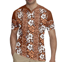 Hawaii Vintage Brown Hibiscus Tapa Pattern Rugby Jersey