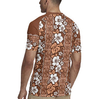 Hawaii Vintage Brown Hibiscus Tapa Pattern Rugby Jersey