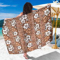 Hawaii Vintage Brown Hibiscus Tapa Pattern Sarong