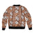 Hawaii Vintage Brown Hibiscus Tapa Pattern Sleeve Zip Bomber Jacket