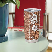 Hawaii Vintage Brown Hibiscus Tapa Pattern Tumbler Cup LT05 - Polynesian Pride