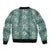 Hawaii Vintage Green Hibiscus Tapa Pattern Bomber Jacket