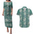 Hawaii Vintage Green Hibiscus Tapa Pattern Couples Matching Puletasi and Hawaiian Shirt