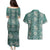 Hawaii Vintage Green Hibiscus Tapa Pattern Couples Matching Puletasi and Hawaiian Shirt