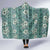 Hawaii Vintage Green Hibiscus Tapa Pattern Hooded Blanket