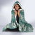 Hawaii Vintage Green Hibiscus Tapa Pattern Hooded Blanket