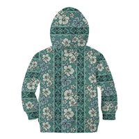 Hawaii Vintage Green Hibiscus Tapa Pattern Kid Hoodie