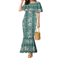 Hawaii Vintage Green Hibiscus Tapa Pattern Mermaid Dress LT05 Women Green - Polynesian Pride