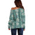 Hawaii Vintage Green Hibiscus Tapa Pattern Off Shoulder Sweater